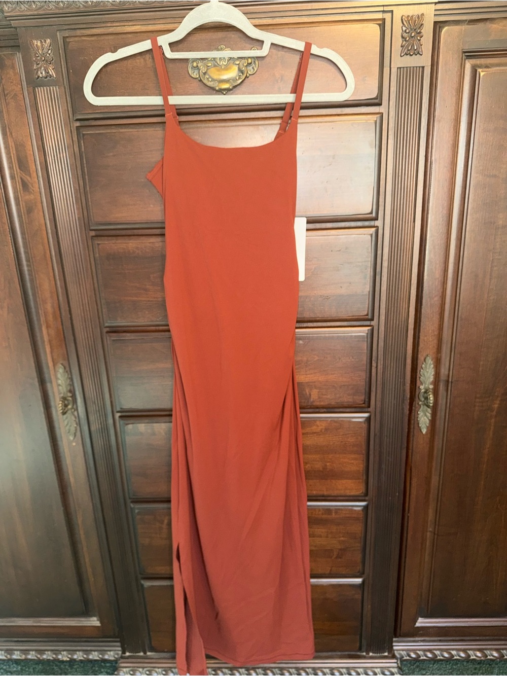 Athleta Rust Slip Maxi Dress with Side Slit